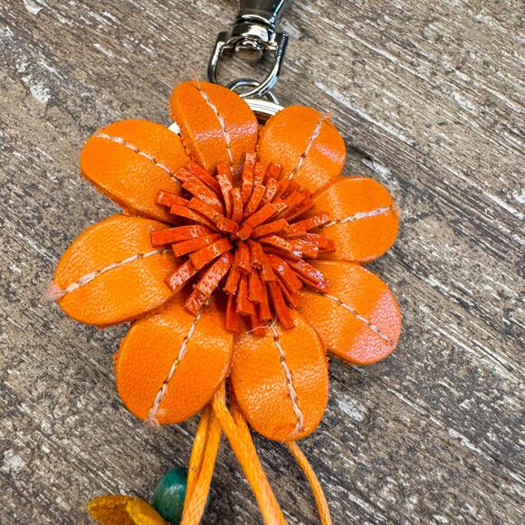 Leather Flower Purse Charm Genuine Leather Bag Charm NEW FAST SHIP - Picture 6 of 6